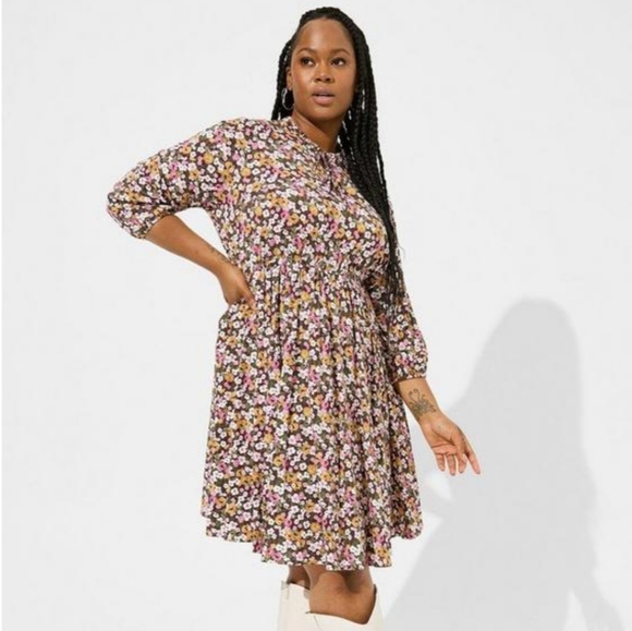 Torrid Dresses & Skirts - Torrid Mini Stretch Challis Front Keyhole Dress Size 1 (14 XL)